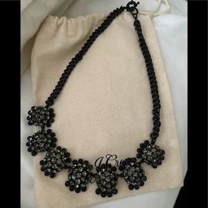 NWOT J Crew black metal necklace with crystals